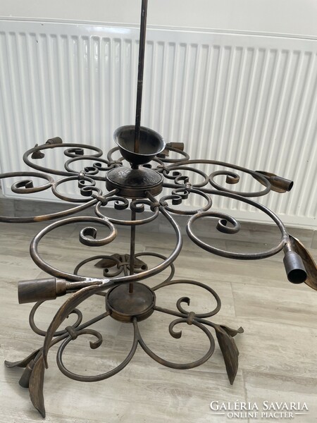 Antique wrought iron chandelier and wall arm