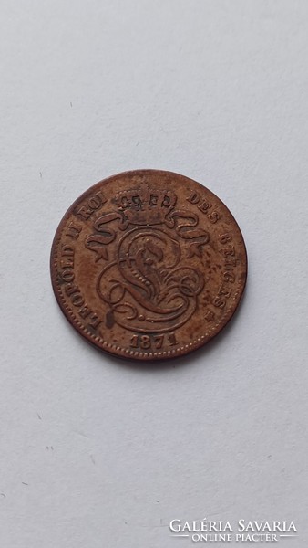 2 Cent 1871 Belgium, Ritka kiadási év !