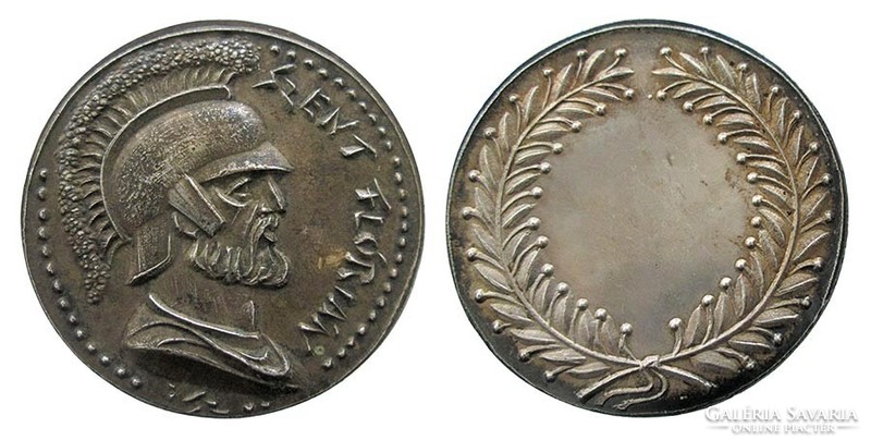 László Slávics Jr.: St. Florian firefighter commemorative medal with engraved reverse