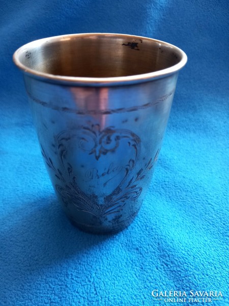 1 antique silver christening glass, 800 dia mark