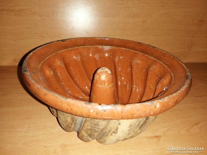 Antik kerámia kuglóf sütőforma - átm.20,5 cm (7/p)