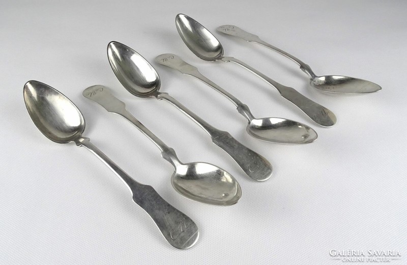1R024 antique 1857 13-latt silver cutlery set of 6 large spoons 390g