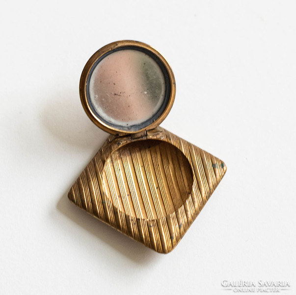 Vintage miniature powder pendant - powder/blush/perfume box with mirror that can be hung on a belt