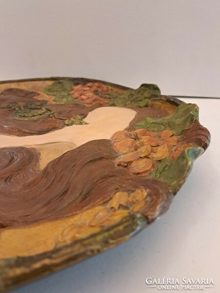 Marked ernst wahliss turn-wien austria 1890-1900 art nouveau wall ceramic decorative bowl