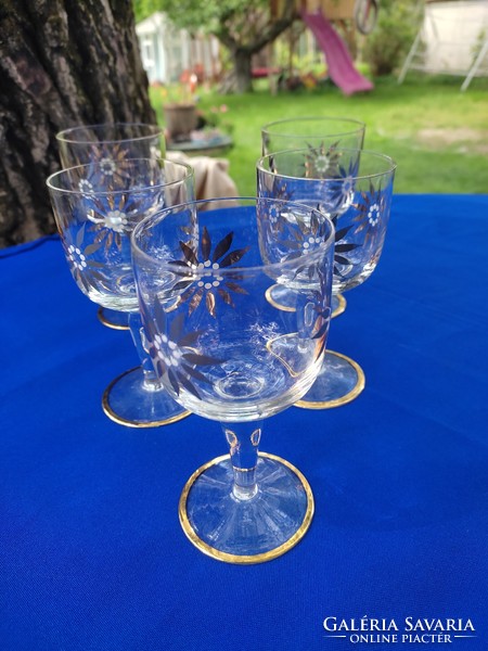 Retro stemmed water glasses 5 pieces