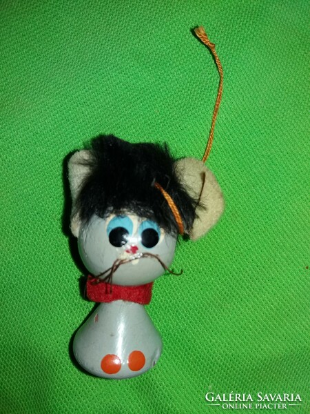 Old foky studio little mouse Christmas tree ornament appendage wooden doll wooden figure 7 cm condition according to the pictures