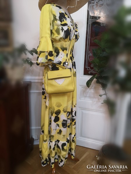 Made in Italy size 38-40 maxi long lemon yellow dress