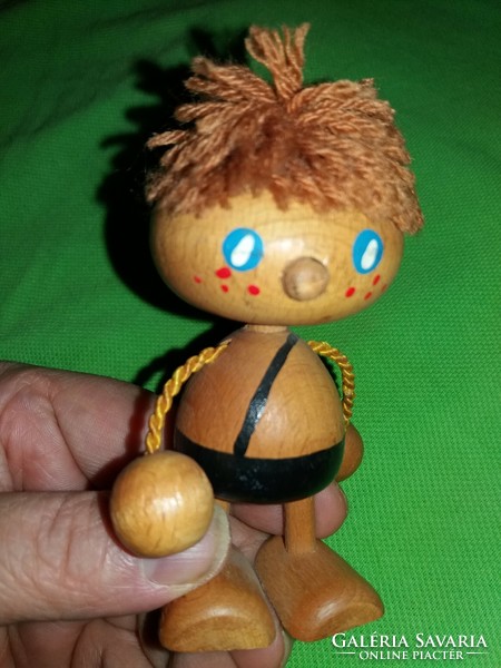 Old cccp Russian wooden toy little boy wooden doll wooden figure 9 cm condition according to the pictures
