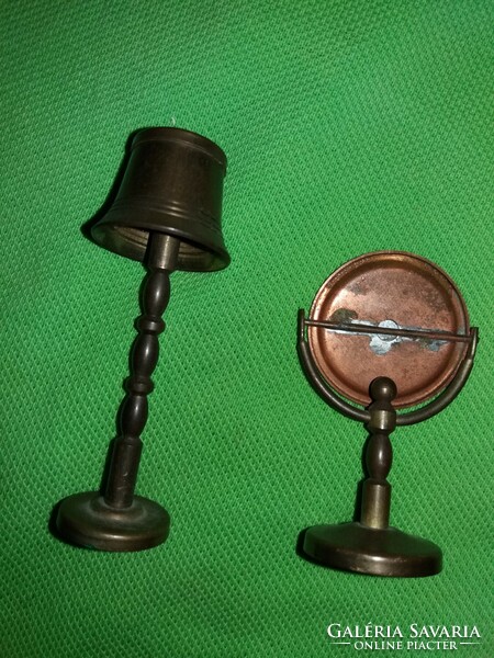 Antique doll house metal copper room furniture floor lamp and mirror condition according to the pictures