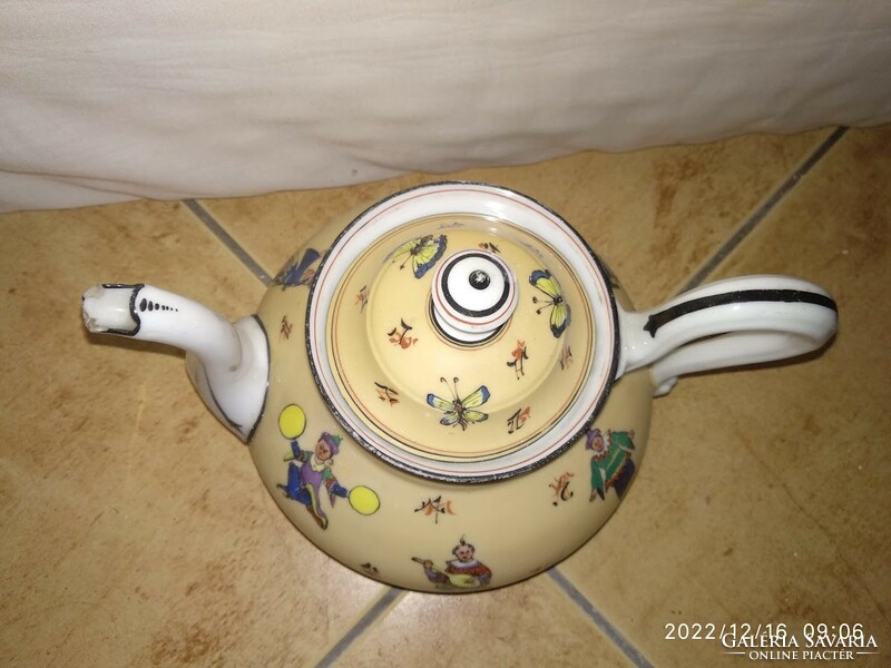 Old oriental style, Chinese or Japanese patterned porcelain spout, painted teapot
