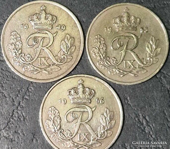 Denmark 25 coins, lot (3 pieces)