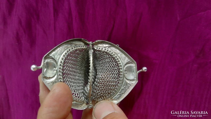Jelzett antik 800 as ezüst osztrák szinházi pénztárca, kistáska 50gramm