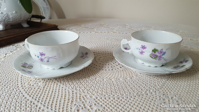 Old large violet porcelain teacup, 2 pcs.