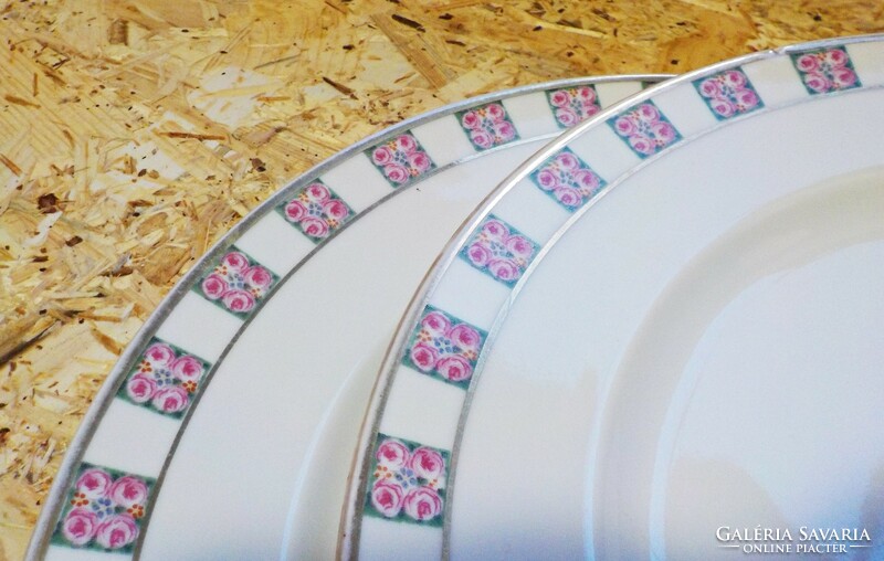 2 pcs. Pink gilded porcelain flat plate