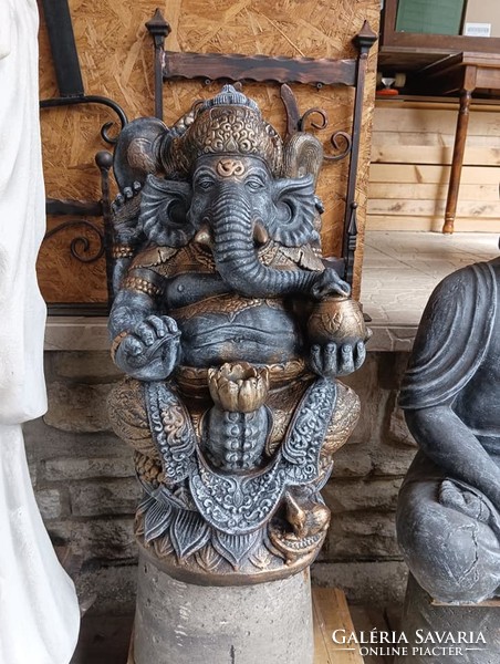 Ritka Szép Indiai Ganésa 65cm kő Fagyálló műkő Kerti szobor Buddha sorozat része