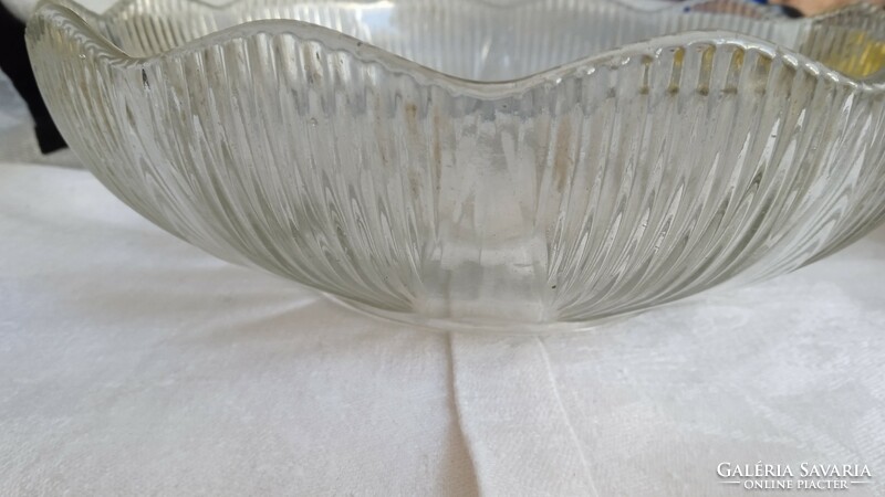 Thick, ribbed glass bowl from the 50s