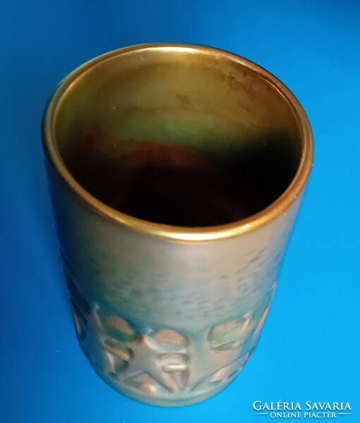 Zsolnay eosin baptism cup, pen holder