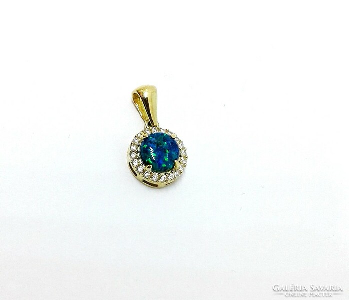 Gold pendant with synthetic opal stone (zal-au124506)