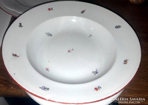 Thick porcelain deep plate with small flowers of peace - art&decoration