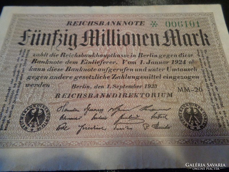 50 million marks 1923, inflationary money