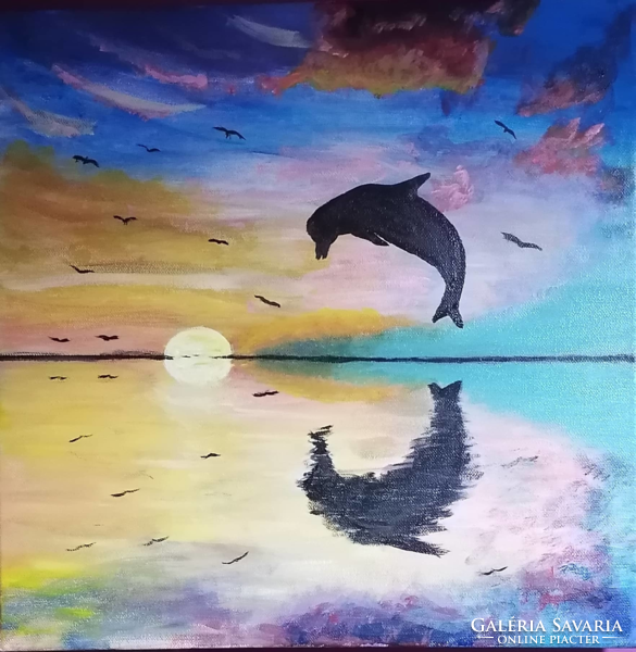 Dolphin in the sunset