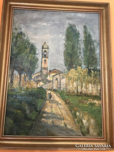 Cesare monti landscape with church tower