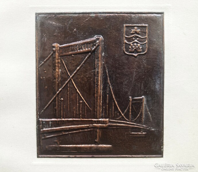 Elizabeth Bridge, embossed copper plaque greeting card from the 1970s