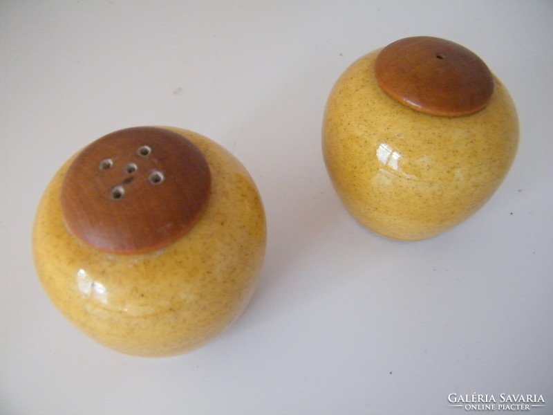 Vintage jie gantofta Swedish teak, ceramic salt and pepper shakers