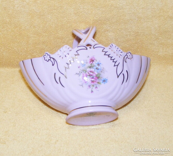 Gilded floral porcelain basket