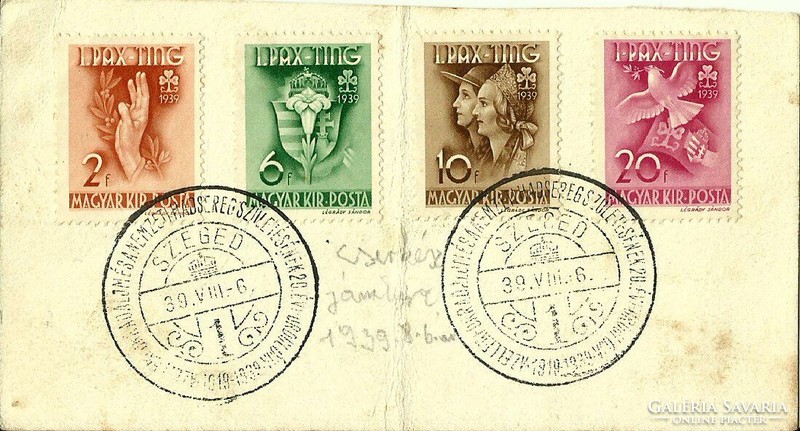 Occasional stamp = 20th anniversary of the birth of the counter-revolution and the national army. (1939. Viii. 6.)