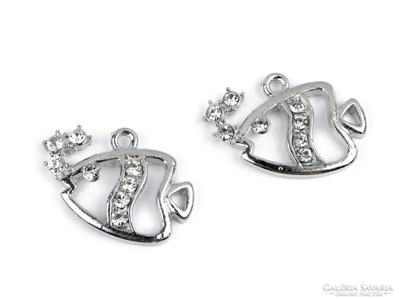 Med24 - rhinestone beaded fish pendant, earrings 15x22mm