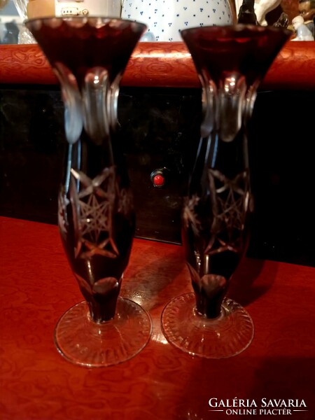 Burgundy polished glass vase