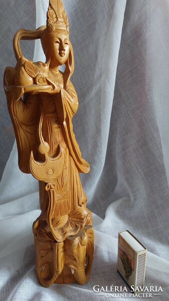 Eastern wooden sculpture, moon fairy wooden sculpture 28 cm