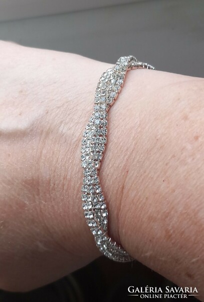 Silver plated rhinestone bracelet