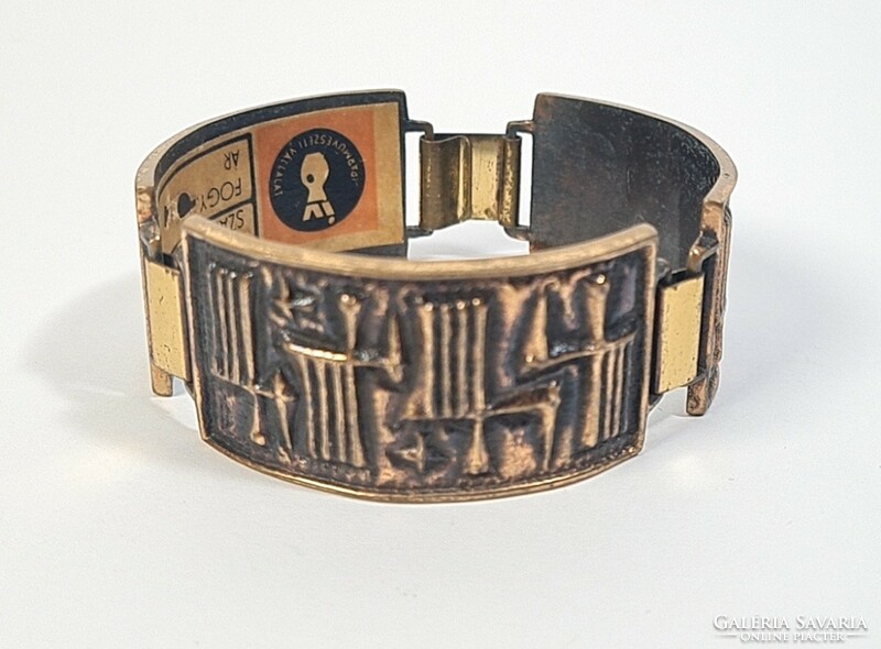Dömötör laszló - applied arts bronze bracelet / 26mm wide, showy piece!