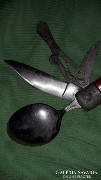 Antik acél bakelit nyelű többfunkciós JAPÁN katonai ejtőernyős bicska kinyitva 30 cm a képek szerint