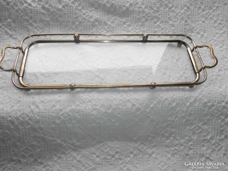 Bauhaus tálca üveg betéttel- teljes méret füllel  35,6 cm X 11 cm