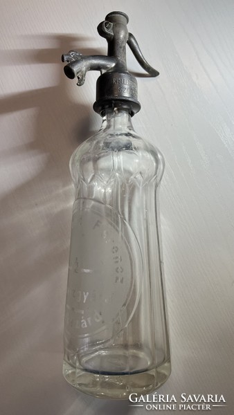 1933. Rare antique soda bottle with rooster head: Hellebrand ferencs sikvizgyara Szekszárd