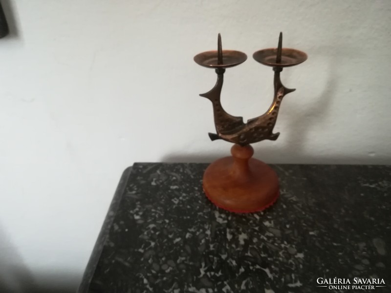 Bronze candle holder, fish