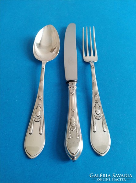 Silver children's cutlery set braid style