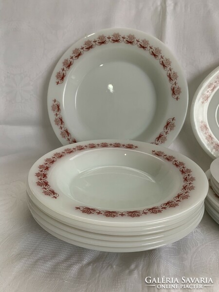 Hilton industria plate set serving plates set of 6-6-6 milk glass soup flat plates