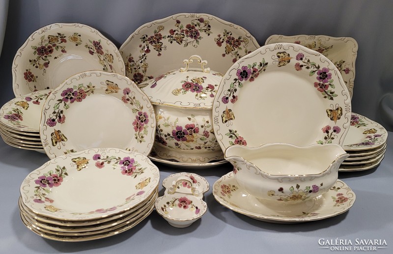 Zsolnay butterfly dinner set for 6 people, 25 pieces