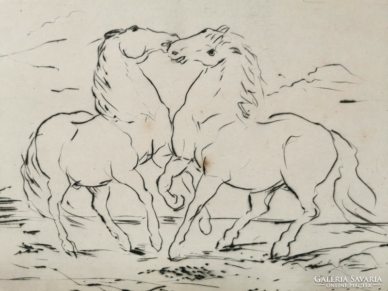 Nicholas Borsos - horses etching