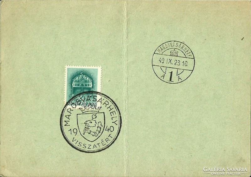 Occasional stamp = Marosvásárhely returned (1940.Ix.23., on Tábor post cover)
