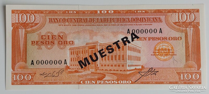 Dominika 100 pesos oro, 1975, Muestra, ritka, UNC bankjegy
