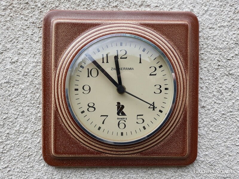 Retro junghans structured ceramic wall clock, rarity!