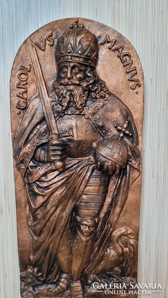 Charlemagne King of the Franks bas-relief.