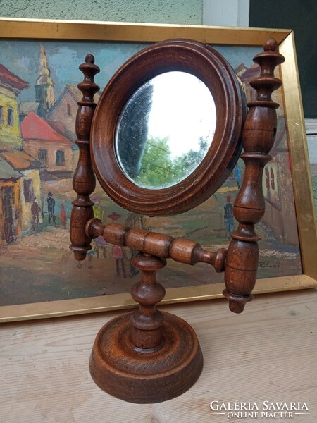Fa billenős asztali tükör-vintage tükör