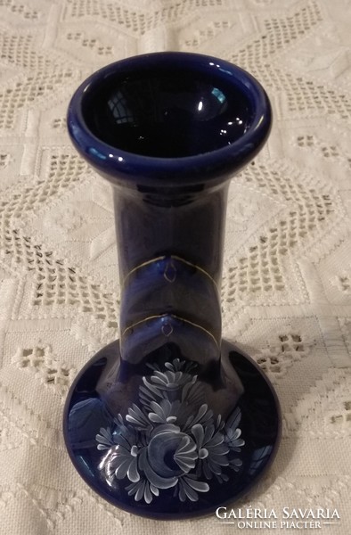 Art deco blue candle holder 15 cm