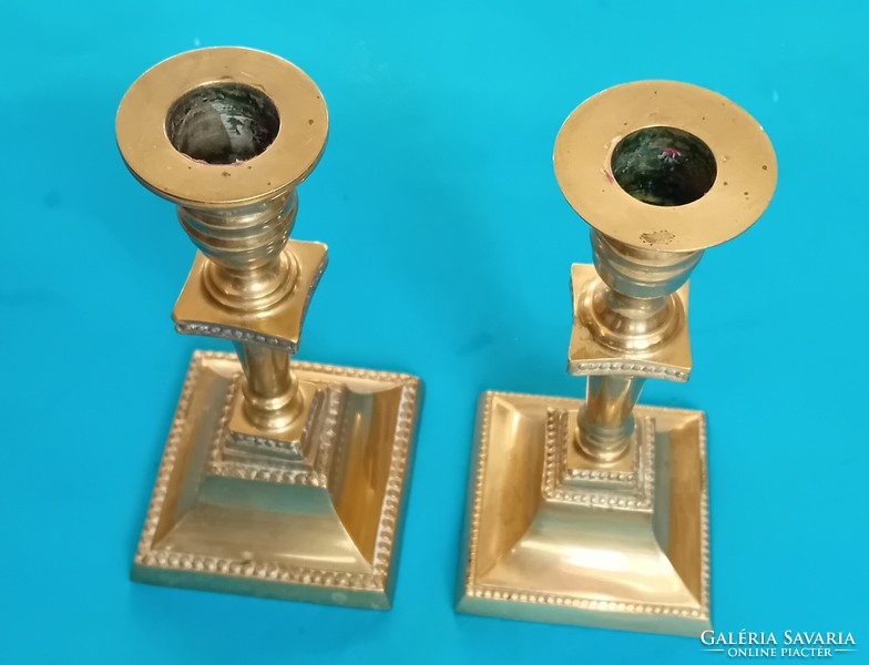 Pair of Empire candle holders, gilded copper